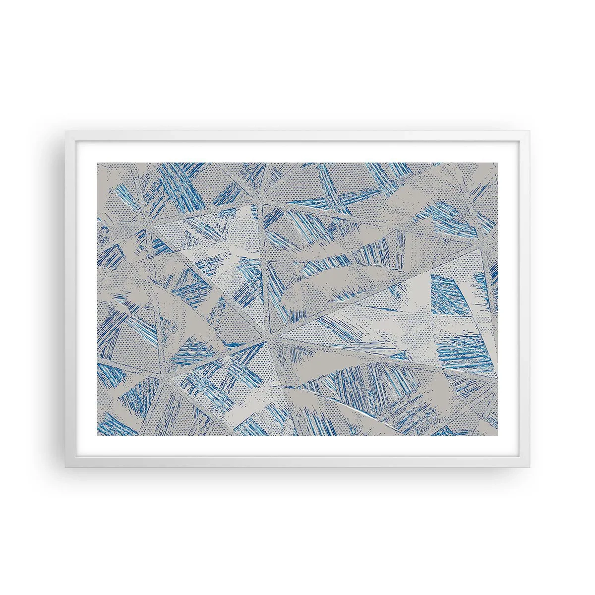 Poster in cornice bianca - Nel labirinto grigioblu - 70x50 cm