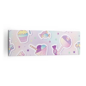 Quadro su tela - Stampe su Tela - Motivi pastello con dolci e dessert - 160x50cm - Ogni giorno è il mio compleanno - Decorazione murale moderna per soggiorno e camera da letto ARTTOR