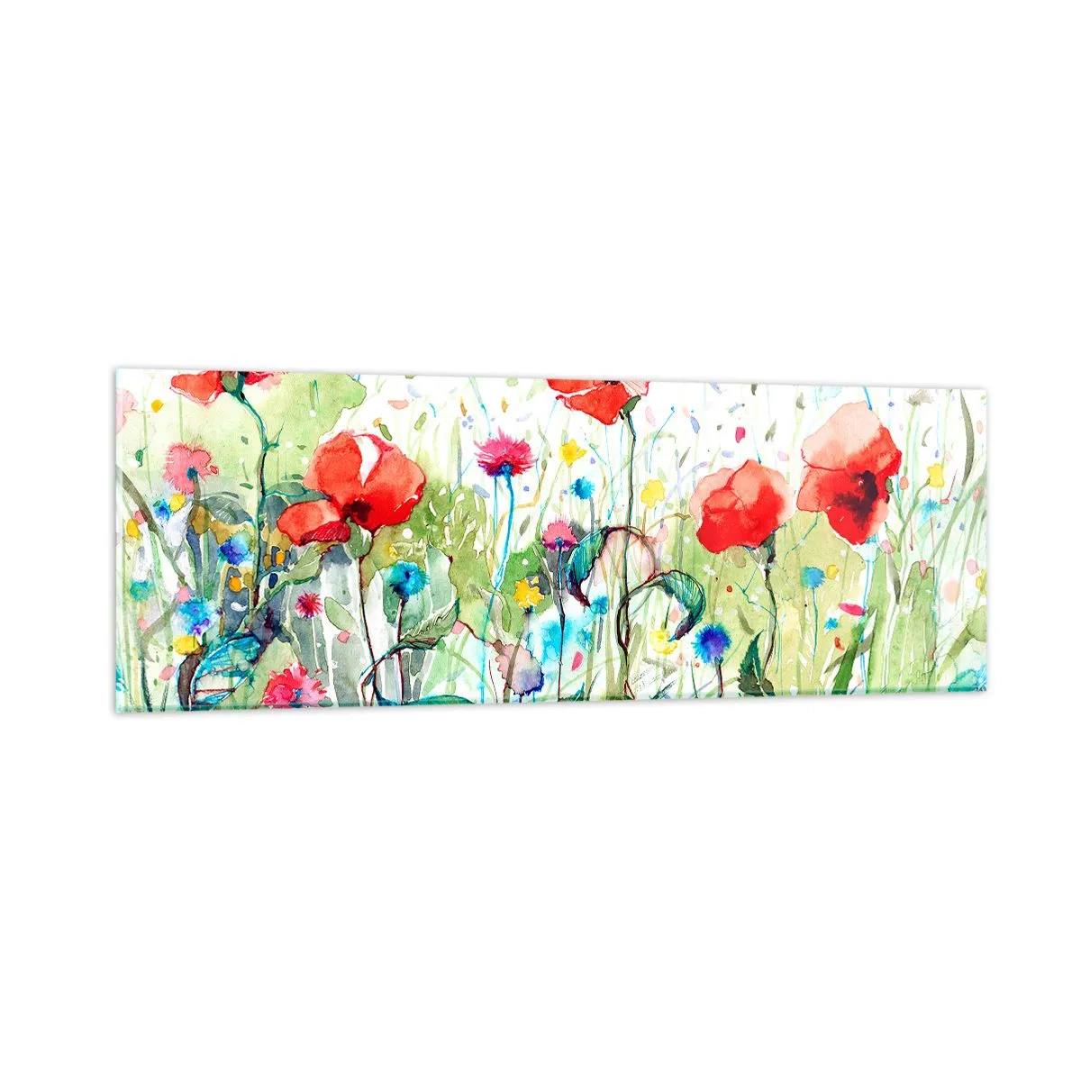 Quadro su vetro - Il prato fiorito a maggio - 90x30 cm