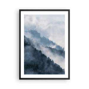 Poster in cornice nera - Montagne nebbiose ricoperte di foresta - 50x70cm - La mistica dei monti - Decorazione murale moderna per soggiorno e camera da letto ARTTOR