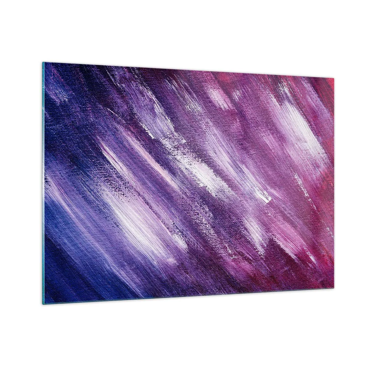 Quadro su vetro - Dipinto astratto nei toni del viola e del bianco - 100x70cm - Quando soffia il vento solare - Decorazione murale moderna per soggiorno e camera da letto ARTTOR