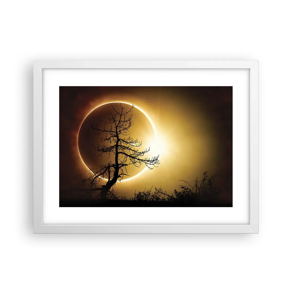 Poster in cornice bianca - Eclissi totale - 40x30 cm