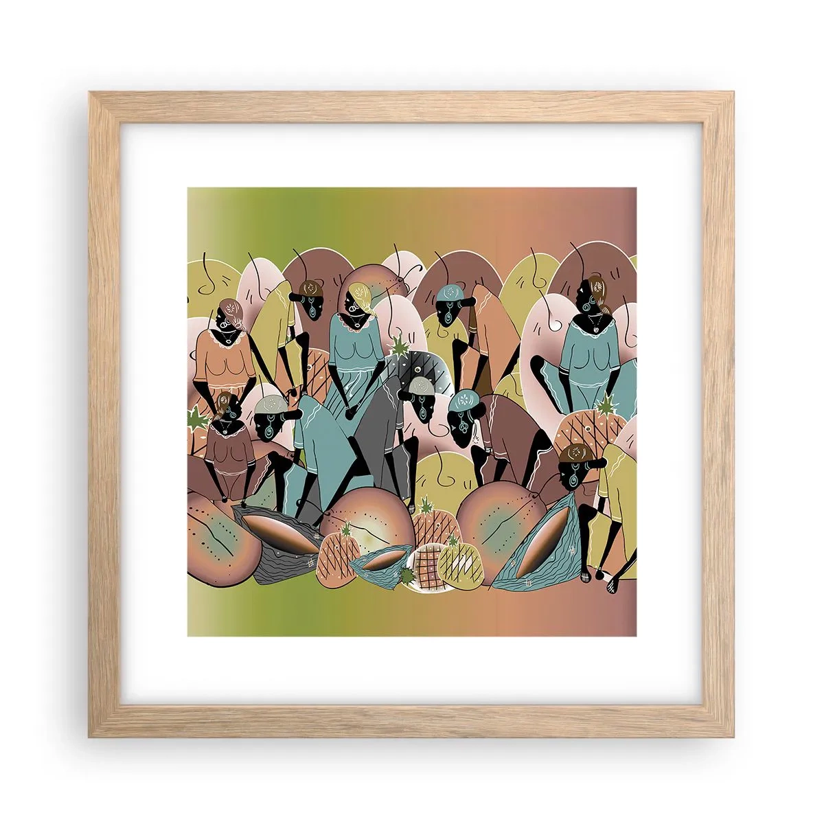 Poster in cornice rovere chiaro - Arriva la grande festa - 30x30 cm