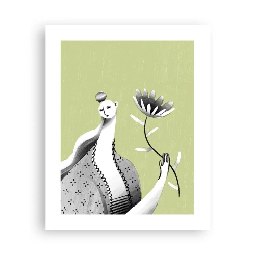 Poster - Ritratto modernista: tenendo un fiore - 40x50 cm