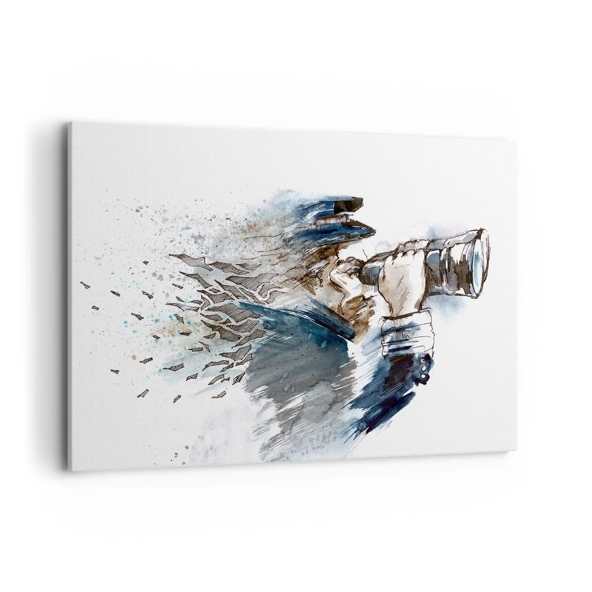 Quadro su tela - Stampe su Tela - Un capitano con il binocolo in una scena dinamica ad acquerello - 120x80cm - Dieci gradi Beaufort! - Decorazione murale moderna per soggiorno e camera da letto ARTTOR