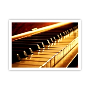 Poster - Tastiera di pianoforte illuminata da luce dorata - 100x70cm - Possibilità illimitate - Decorazione murale moderna per soggiorno e camera da letto ARTTOR