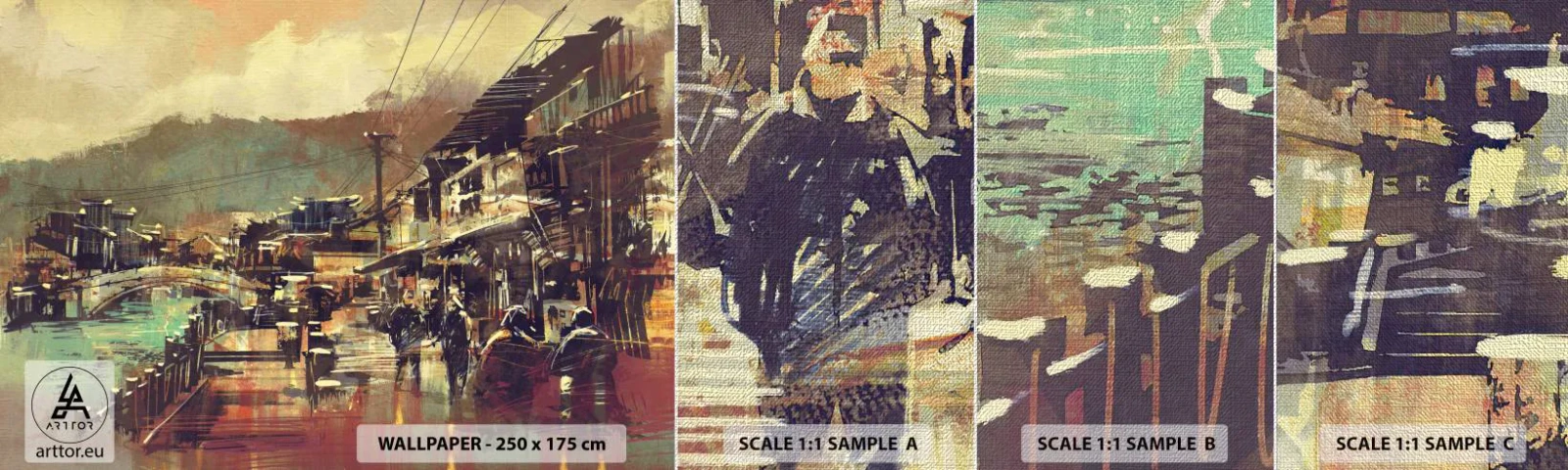 Campione di Fotomurale Premium Canvas - La vita come ricchezza di grigio - Paesaggio, Cina, Architettura - 100x30 cm