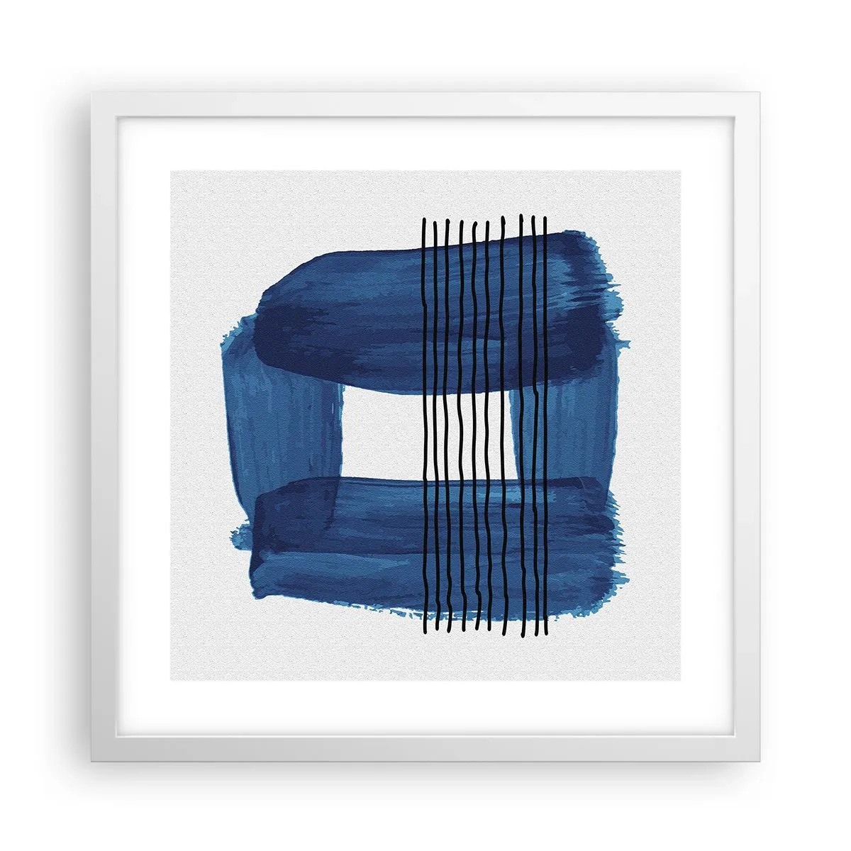Poster in cornice bianca - Composizione blu e nera - 40x40 cm