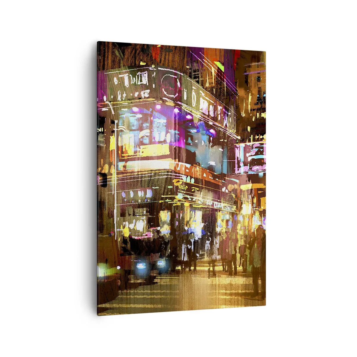 Quadro su tela - Stampe su Tela - Una città vibrante di notte alla luce del neon - 70x100cm - Nel mare di luce - Decorazione murale moderna per soggiorno e camera da letto ARTTOR