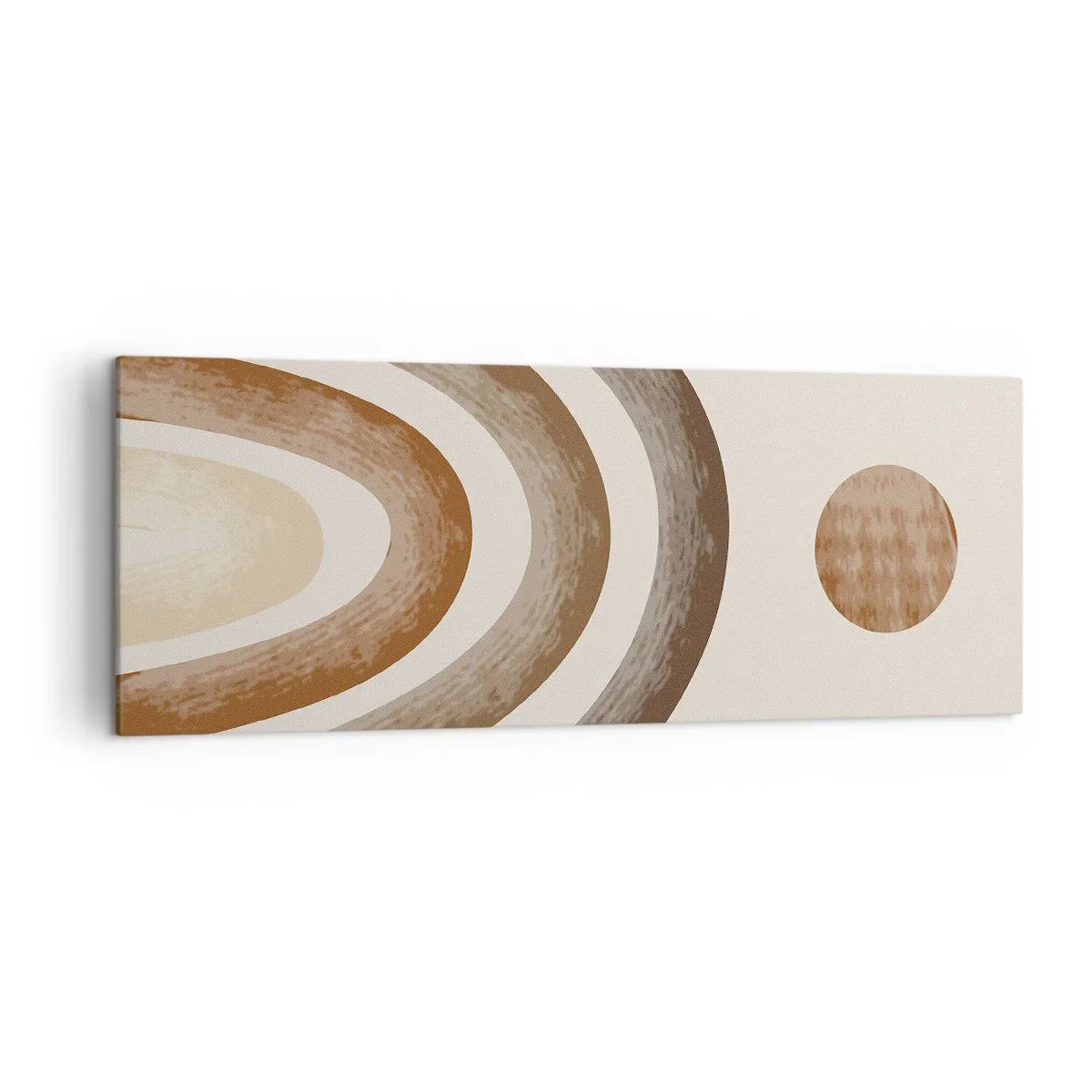 Quadro su tela - Stampe su Tela - Motivo planetario geometrico nei toni del marrone - 140x50cm - In una galassia lontana - Decorazione murale moderna per soggiorno e camera da letto ARTTOR