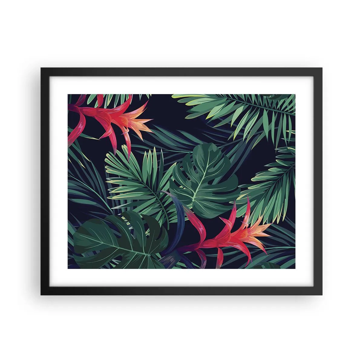 Poster in cornice nera - Fiammante nel verde - 50x40 cm