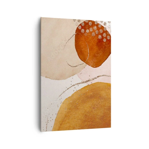 Quadro su tela - Stampe su Tela - Forme astratte in calde tonalità di marrone e oro - 70x100cm - Rotondità e movimento - Decorazione murale moderna per soggiorno e camera da letto ARTTOR