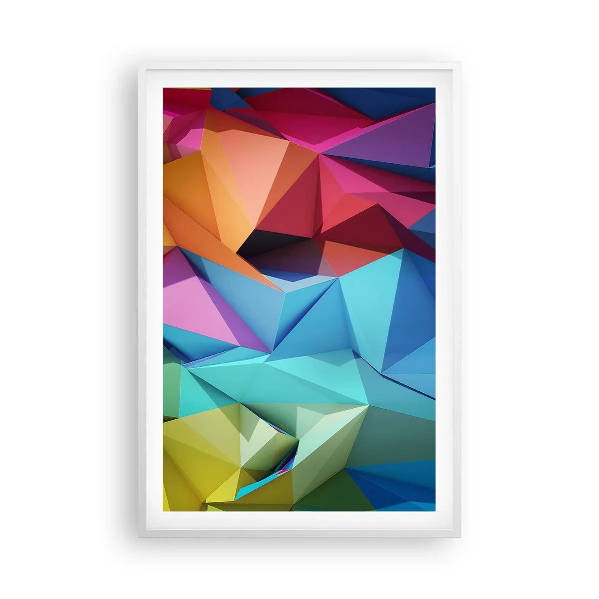 Poster in cornice bianca - Origami arcobaleno - 61x91 cm