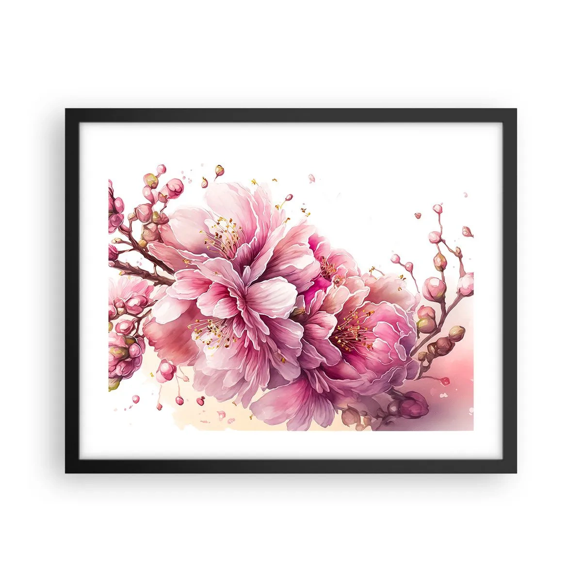 Poster in cornice nera - Fiore di ciliegio - 50x40 cm
