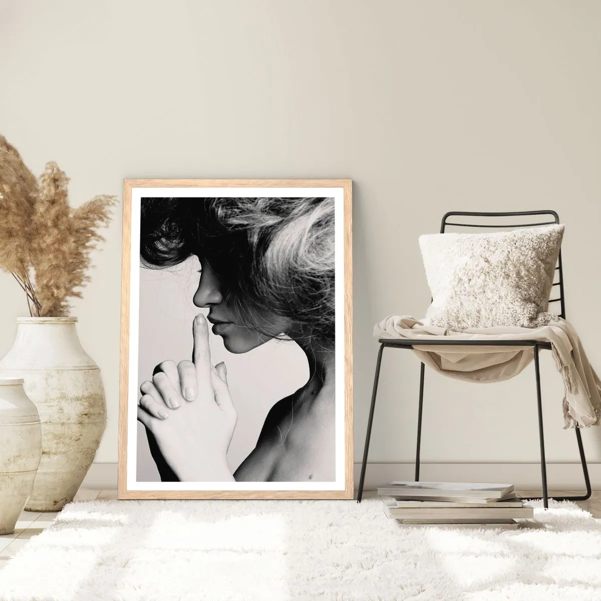 Poster in cornice rovere chiaro - Ascoltando se stessa - 30x40 cm