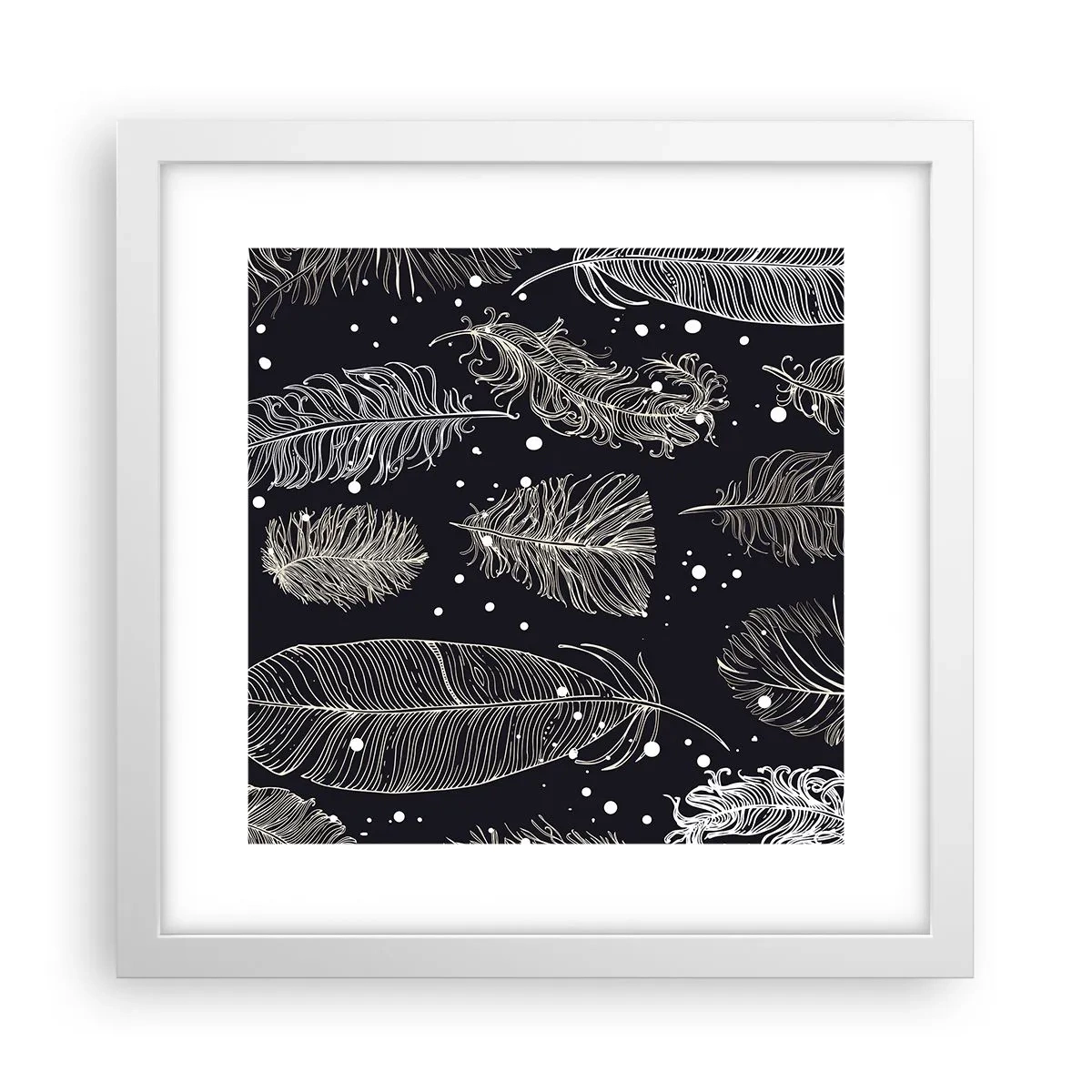 Poster in cornice bianca - Pizzo piumato - 30x30 cm