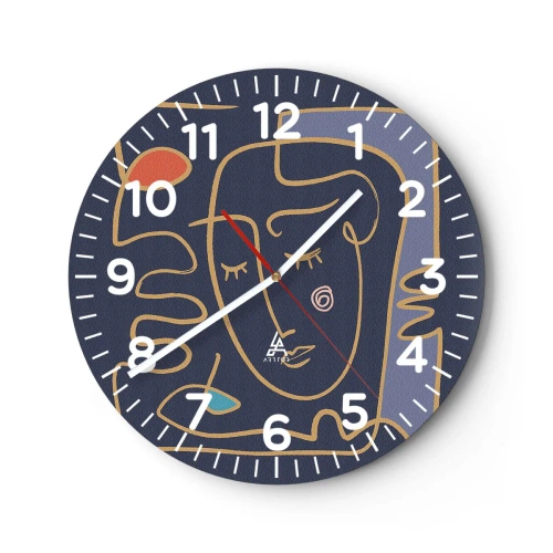 Orologio da parete - Orologio in Vetro - Pensierosa - 30x30 cm