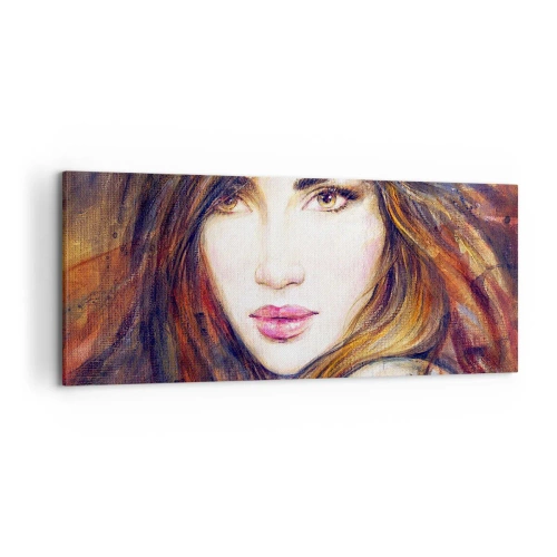 Quadro su tela - Stampe su Tela - Ritratto di donna in stile pittorico - 120x50cm - Un penny per i tuoi pensieri - Decorazione murale moderna per soggiorno e camera da letto ARTTOR