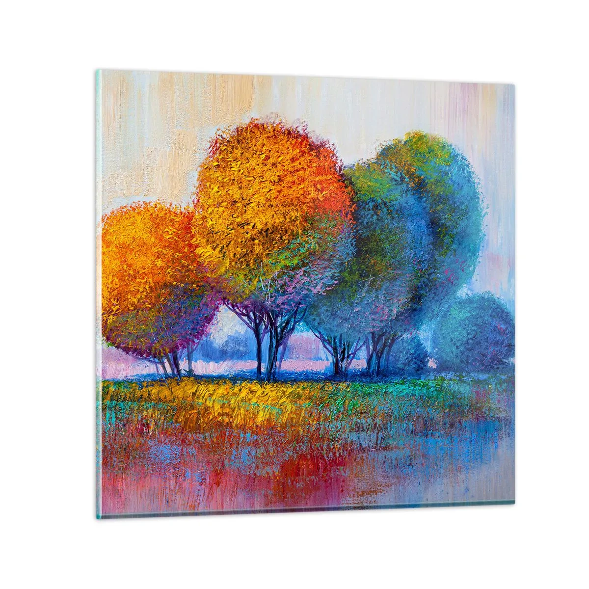 Quadro su vetro - Ciuffo di colori brillanti - 70x70 cm
