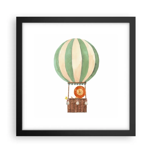 Poster in cornice nera - I viaggi del leone - 30x30 cm