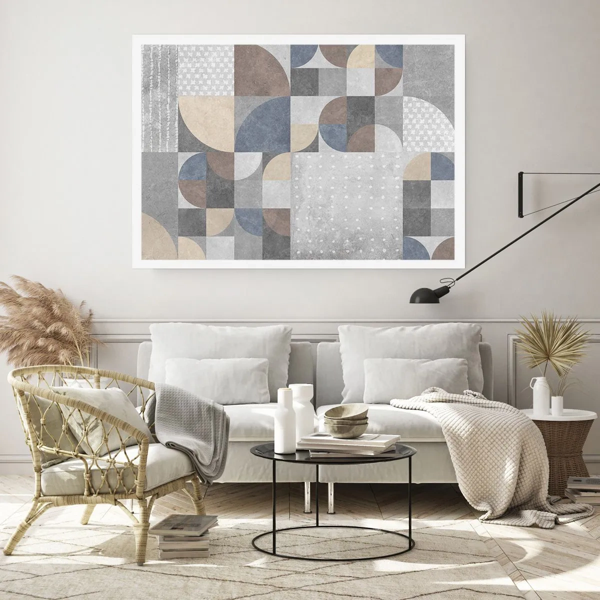Poster - Motivo geometrico in tonalità pastello - 100x70cm - Fantasia di ceramica - Decorazione murale moderna per soggiorno e camera da letto ARTTOR