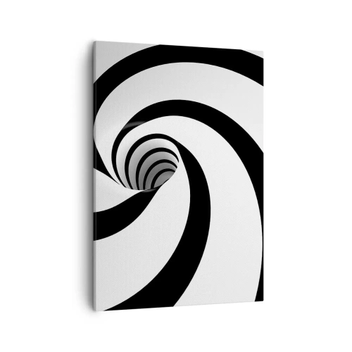 Quadro su tela - Stampe su Tela - Spirale astratta in bianco e nero con effetto vortice - 50x70cm - Lasciarsi andare al vortice? - Decorazione murale moderna per soggiorno e camera da letto ARTTOR