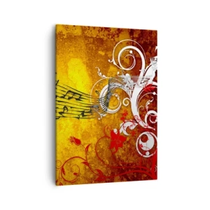 Quadro su tela - Stampe su Tela - Note musicali astratte su uno sfondo colorato con ornamenti - 50x70cm - Che la musica scorra - Decorazione murale moderna per soggiorno e camera da letto ARTTOR