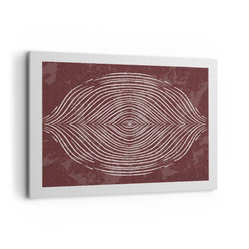 Quadro su tela - Stampe su Tela - Onde simmetriche in linee bianche su sfondo marrone - 100x70cm - Lo spazio parlante - Decorazione murale moderna per soggiorno e camera da letto ARTTOR