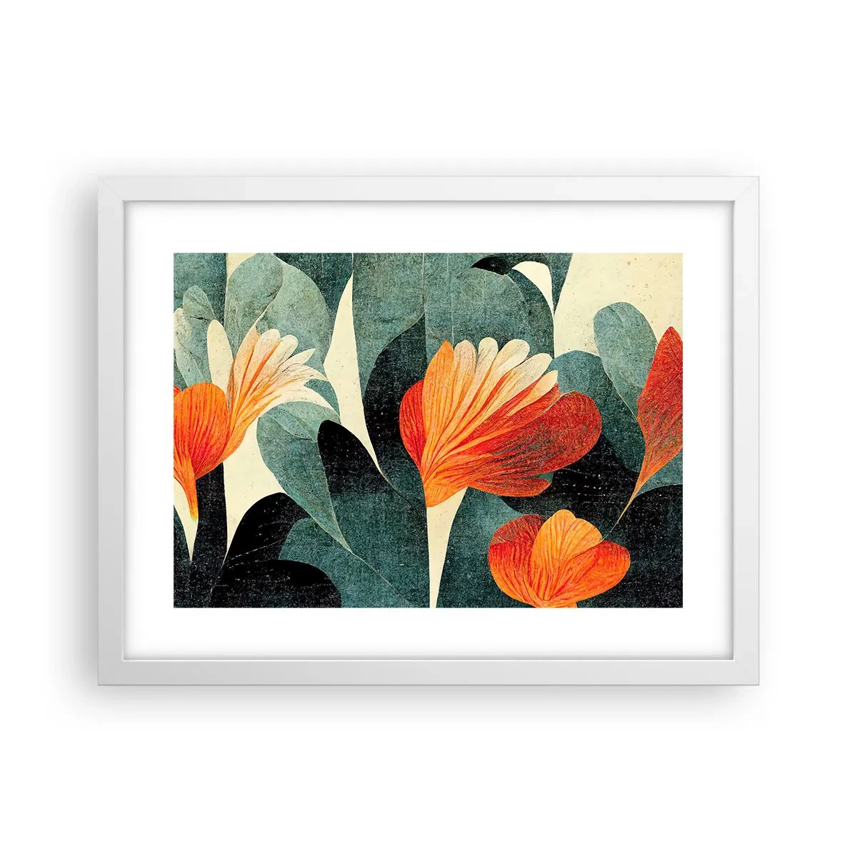 Poster in cornice bianca - Caldo dei tropici e fresco del verde - 40x30 cm
