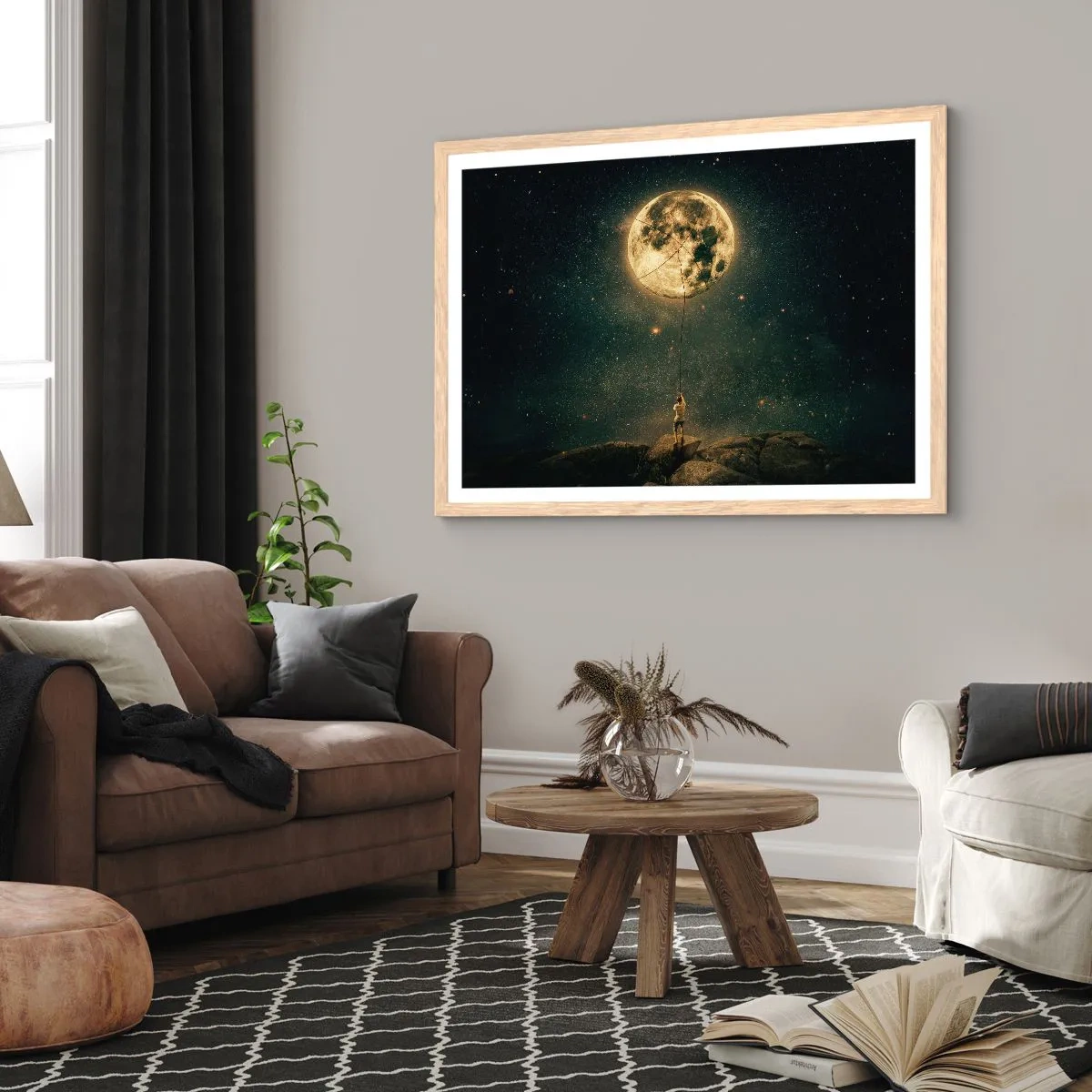 Poster in cornice rovere chiaro - Chi ha rubato la luna - 40x30 cm