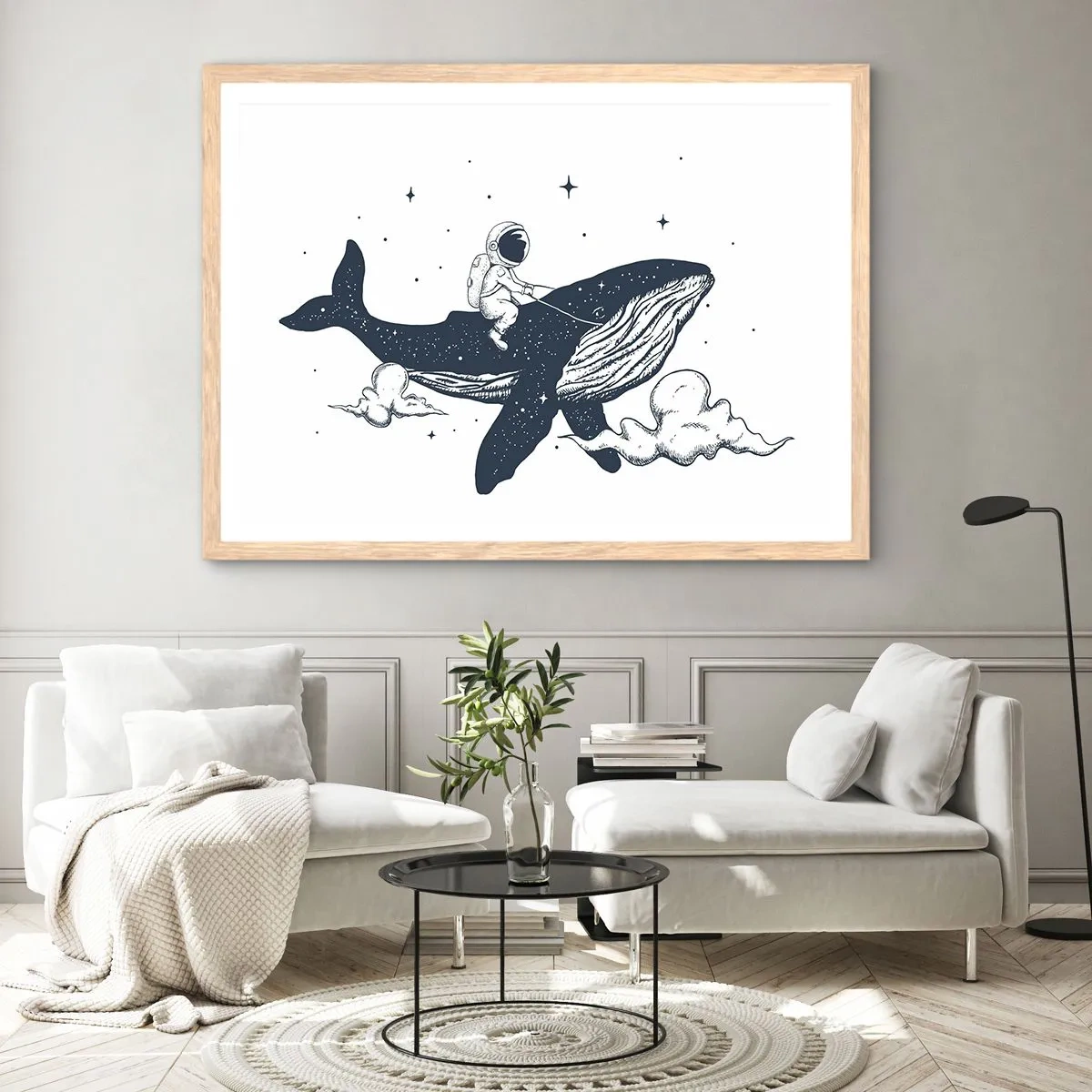 Poster in cornice rovere chiaro - Avventura nello spazio - 100x70 cm