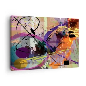 Quadro su tela - Stampe su Tela - Un motivo astratto colorato con linee e forme dinamiche. - 70x50cm - Per la via diritta o tortuosa - Decorazione murale moderna per soggiorno e camera da letto ARTTOR