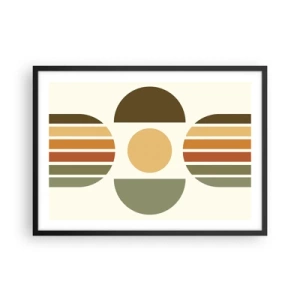 Poster in cornice nera - Composizione geometrica con semicerchi e strisce nei toni della terra - 70x50cm - Nei colori della terra - Decorazione murale moderna per soggiorno e camera da letto ARTTOR