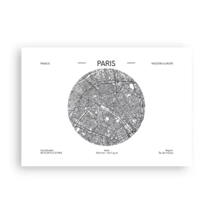 Poster - Mappa di Parigi in stile minimalista - 100x70cm - Anatomia di Parigi - Decorazione murale moderna per soggiorno e camera da letto ARTTOR