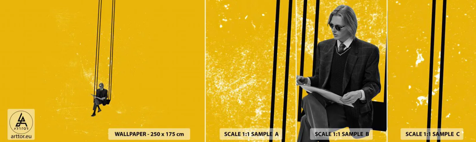 Campione di Fotomurale Adesivo Deluxe Sticker - Un giorno come tanti - Arte Moderna, Oscillazione, Uomo - 100x30 cm