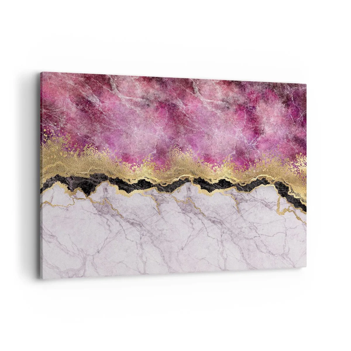 Quadro su tela - Stampe su Tela - Marmo astratto nei toni del rosa con accenti dorati - 120x80cm - Sul confine - Decorazione murale moderna per soggiorno e camera da letto ARTTOR