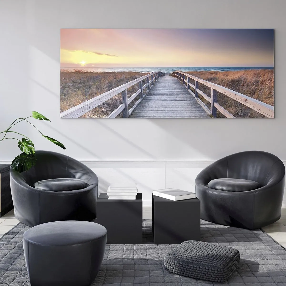 Quadro su vetro - Aurora serale baltica - 90x30 cm