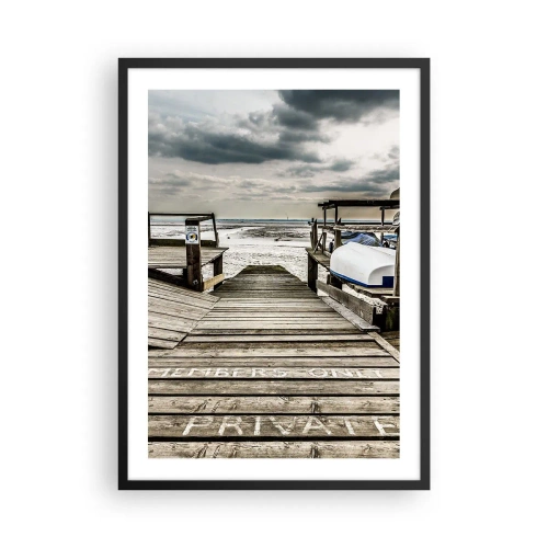 Poster in cornice nera - Molo di legno sul mare - 50x70cm - La spiaggia del nord - Decorazione murale moderna per soggiorno e camera da letto ARTTOR
