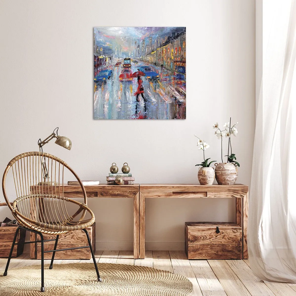 Quadro su tela - Stampe su Tela - Pomeriggio di pioggia in città - 50x50 cm