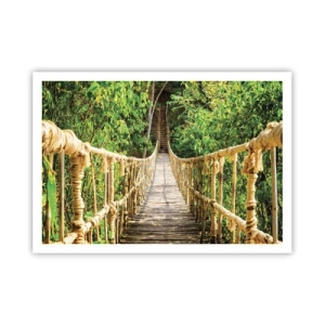 Poster - Un ponte sospeso in una foresta tropicale ricca di vegetazione - 100x70cm - Sospeso nel verde - Decorazione murale moderna per soggiorno e camera da letto ARTTOR