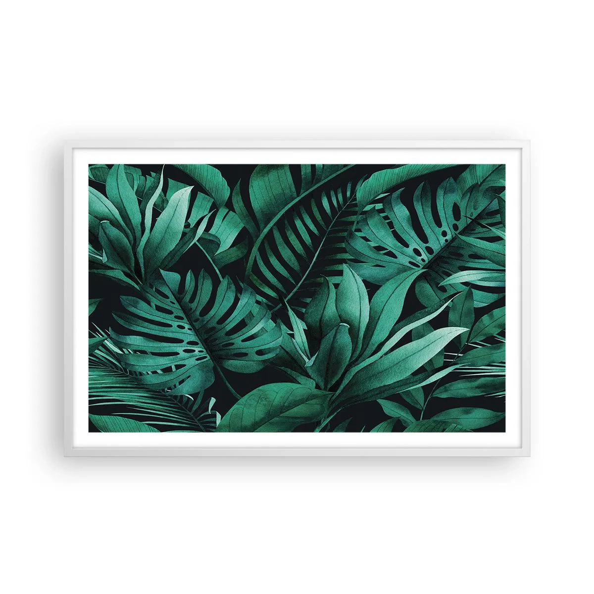 Poster in cornice bianca - Dal profondo del verde tropicale - 91x61 cm