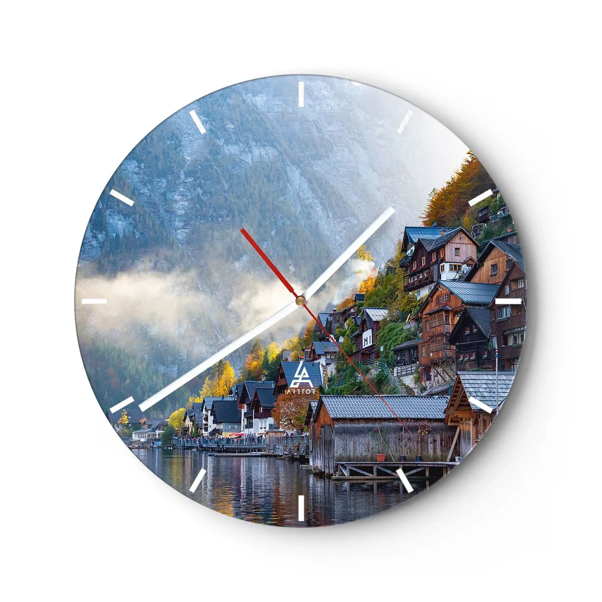 Orologio da parete - Orologio in Vetro - Atmosfera alpina - 40x40 cm
