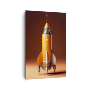 Quadro su tela - Stampe su Tela - Un razzo in stile retrò su uno sfondo di toni marroni - 80x120cm - Si inizia dai sogni - Decorazione murale moderna per soggiorno e camera da letto ARTTOR