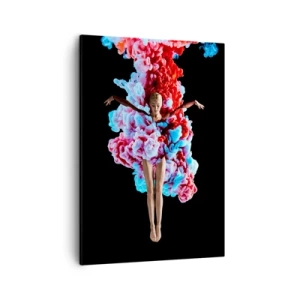 Quadro su tela - Stampe su Tela - Una ballerina circondata da fumo colorato su uno sfondo nero - 50x70cm - In pieno rigoglio - Decorazione murale moderna per soggiorno e camera da letto ARTTOR