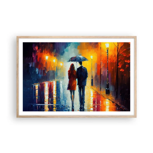 Poster in cornice rovere chiaro - Insieme la notte è colorata - 91x61 cm