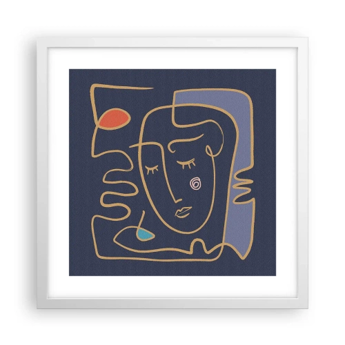 Poster in cornice bianca - Pensierosa - 40x40 cm