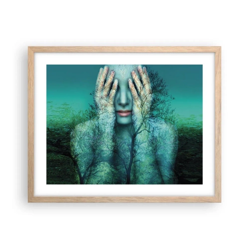 Poster in cornice rovere chiaro - Immersa nel blu - 50x40 cm