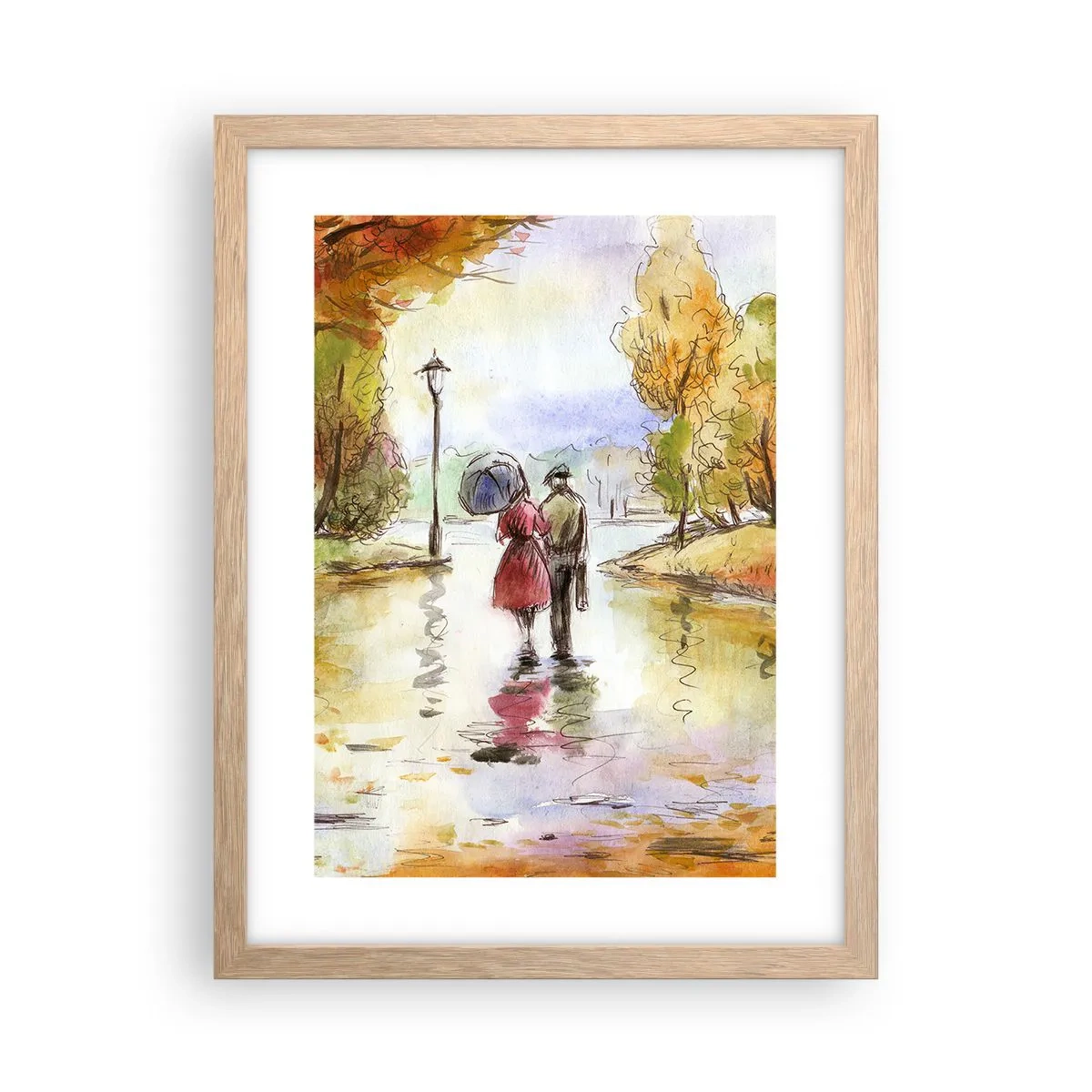 Poster in cornice rovere chiaro - Autunno romantico nel parco - 30x40 cm
