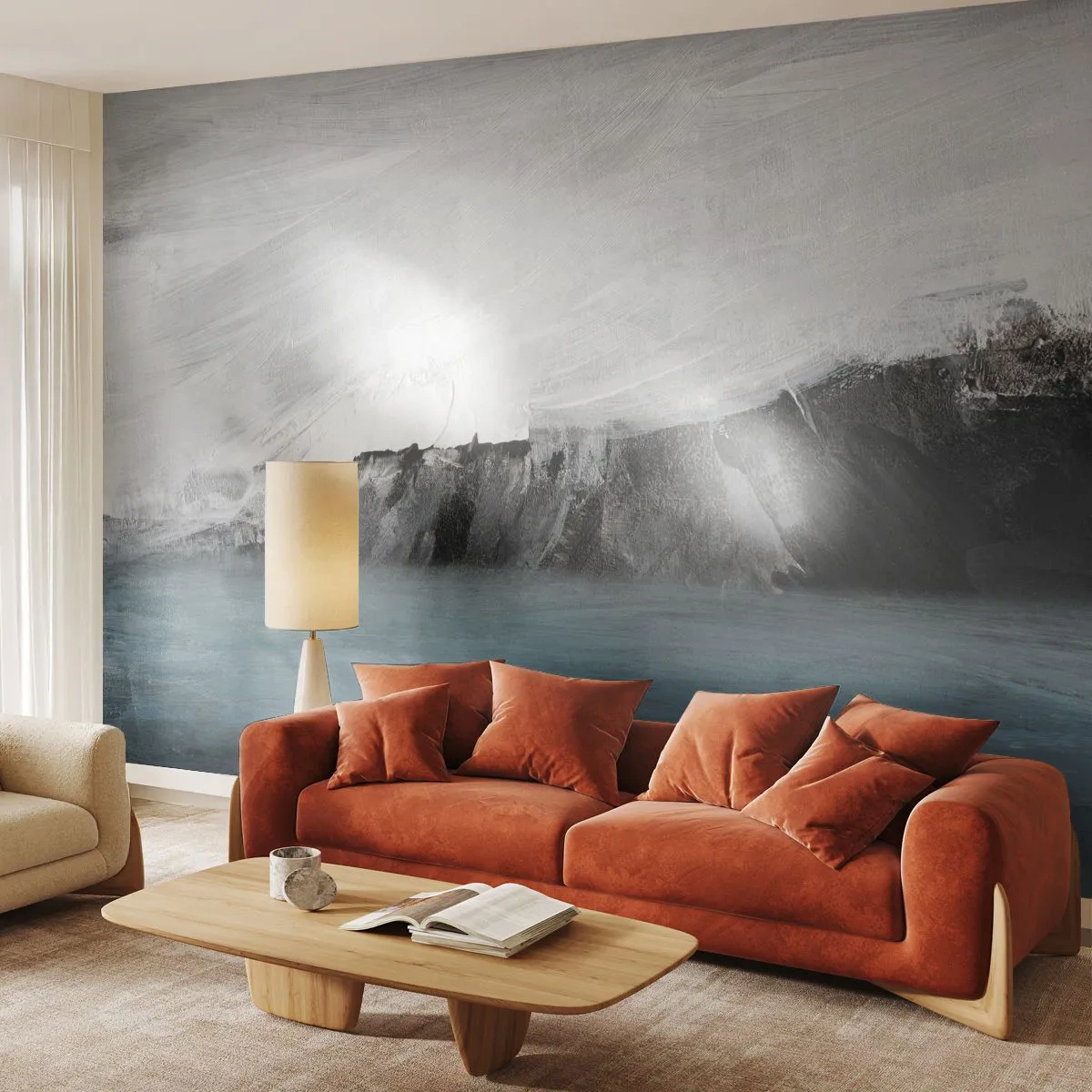 Fotomurali Premium Sand - Acqua-terra: lo scontro degli elementi - Costa, Paesaggio, Mare - 250x175 cm