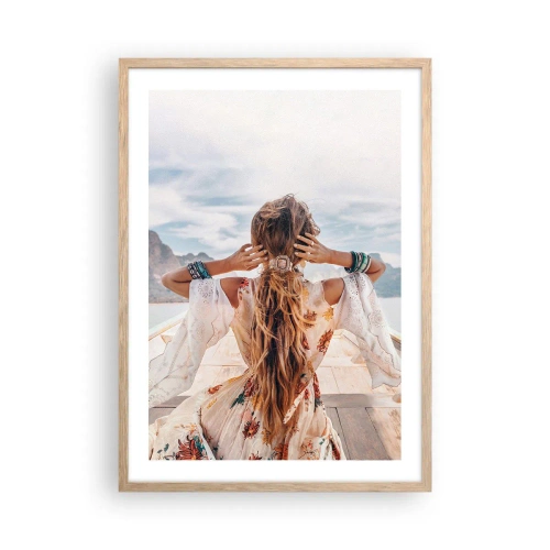 Poster in cornice rovere chiaro - In cammino verso la felicità - 50x70 cm